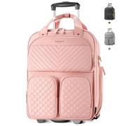 Arcoyard Bagaglio a mano sotto il sedile con ruote, scomparti multipli approvato dalle compagnie aeree, borsa da viaggio con manico in pelle, valigia leggera per donne e uomini, L, Rosa, Large, Da