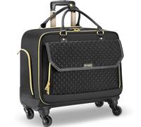 Arcoyard Borsa per computer portatile, valigetta per donne e uomini, con 4 ruote girevoli e maniglia, borsa per computer a rullo per lavoro, viaggi, design TSA, nero, motivo a rombi