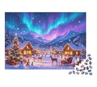 Arctic Aurora Village Puzzle 1000 Pezzi Riciclato Christmas Senior Puzzles Party Gioco Accessori Ottima Idea Regalo per la Famiglia And Friends Compleanni 38x26cm/1000pcs