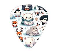 Arctic-Circle-Animals - Confezione da 12 plettri per chitarra con 3 spessori e scatola portaoggetti, plettri in ABS per basso elettrico