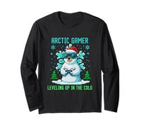 Arctic Gamer Pixel Art Retro 8-Bit Inverno Geek Design Maglia a Manica