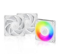 ARCTIC P12 Pro A-RGB (White) - 3 Pezzi - Ventola Potente Premium, Ventola PWM 120 mm con Sdoppiatore per Cavi Y, 600-3000 rpm, 0 rpm <5% PWM, RGB digitale 5V, Cuscinetto Idrodinamico, a 4 Pin
