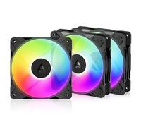 ARCTIC P12 Pro Reverse A-RGB - 3 Pack - 120 mm Ventola Premium con flusso d’aria inverso, Ventole PWM con splitter per cavo a Y, 500-3000 rpm, 0 rpm <5% PWM, 5V Digital RGB, FDB, 4-Pin - Nero
