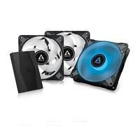 ARCTIC P14 PWM PST RGB (3 Pezzi, incl. Controller) - Ventola per case PC PWM da 140 mm ottimizzata per la pressione statica, Ventola per case, Semi-passiva: 200-1900 RPM, 12V 4 pin RGB LED - Nero