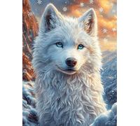 Arctic Wolf in The Snow Puzzle 300 Pezzi Difficoltà Estrema Cartone Spesso Tema Monocromatico Wildlife Pet Per Appassionati Di Puzzle Antistrappo Non Sbiadisce Top Vendita 300 PCS