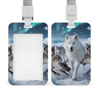 Arctic Wolf Pack - Porta badge da caccia con cordini, retrattile, verticale, in plastica, porta badge identificativo con nome, portachiavi, custodia per insegnanti, infermiere, dottori, ufficio