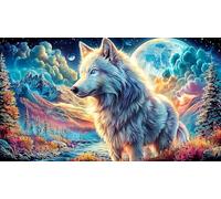 Arctic wolf under aurora borealis Puzzle 1000 pezzi - Regalo divertente Gioco per la famiglia stimolante Idea regalo perfetta per adulti 75x50/1000pcs