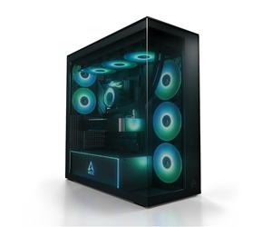 ARCTIC Xtender Black (Tinted Glass) - Case per PC, Vetro Panoramico Temperato, Supporto per Radiatore 2 x 420 mm, Torre Midi, E-ATX, 5x Ventole A-RGB Preinstallate - Nero