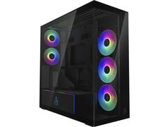 ARCTIC Xtender con Supporto Verticale per GPU (Mirror Black) - Case per PC, Vetro Panoramico Specchiato, Supporto per Radiatore 2 x 420 mm, 5 Ventole A-RGB Preinstallate - Nero