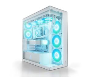 ARCTIC Xtender White (Clear Glass) - Case per PC, Vetro Panoramico Temperato, Supporto per Radiatore 2 x 420 mm, Torre Midi, E-ATX, 5x Ventole A-RGB Preinstallate - Bianco