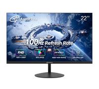 ArcticPro Monitor per computer da 22 pollici, FHD 1080p, monitor da ufficio e da gioco da 100 Hz, senza cornice a 3 lati e ultra sottile, montaggio VESA, HDMI e VGA, design luce blu