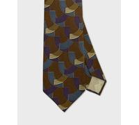 Arcuri cravatta sette pieghe in seta fantasia geometrica, marrone I25866.9