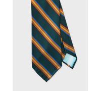 Arcuri cravatta sette pieghe in seta regimental, verde arancio I25833.6