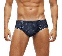 Arcweg Costume da Bagno da Uomo, Slip Corto Stretto per Ragazzi, con Imbottitura Rimovibile, per Il Tempo Libero, Foglie Grigie, XS