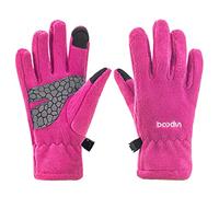 Arcweg Guanti Invernali Termici Leggeri Bambini Touch Screen in Vello Guanti Antiscivolo Sportivi Polsini Elastici Ragazze Ragazzi Rosa S-M