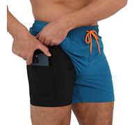 Arcweg Pantaloncini da Bagno 2 in 1 Foderati a Compressione da Uomo Surf ad Asciugatura Rapida Pantaloncini da Spiaggia Elasticizzati con Tasche con Cerniera