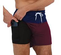 Arcweg Pantaloncini da Bagno 2 in 1 Foderati a Compressione da Uomo Surf ad Asciugatura Rapida Pantaloncini da Spiaggia Elasticizzati con Tasche con Cerniera