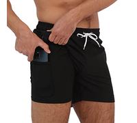 Arcweg Pantaloncini da Bagno 2 in 1 Foderati a Compressione da Uomo Surf ad Asciugatura Rapida Pantaloncini da Spiaggia Elasticizzati con Tasche con Cerniera