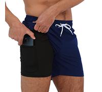 Arcweg Pantaloncini da Bagno 2 in 1 Foderati a Compressione da Uomo Surf ad Asciugatura Rapida Pantaloncini da Spiaggia Elasticizzati con Tasche con Cerniera