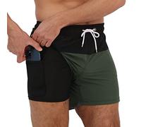 Arcweg Pantaloncini da Bagno 2 in 1 Foderati a Compressione da Uomo Surf ad Asciugatura Rapida Pantaloncini da Spiaggia Elasticizzati con Tasche con Cerniera