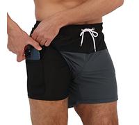 Arcweg Pantaloncini da Bagno 2 in 1 Foderati a Compressione da Uomo Surf ad Asciugatura Rapida Pantaloncini da Spiaggia Elasticizzati con Tasche con Cerniera