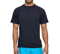 Arcweg Rashguard Mare Surf Uomo Maniche Corte Protezione Solare UV UPF 50+ Asciugatura Veloce Maglia Anti UV Pescs Stile Sciolto Elastica Maglietta Piscina Nero L(EU)