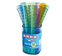 ARDA Barattolo 50 Righelli 15 cm Colori Assortiti