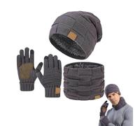 Ardenknit Winter Set, 3 Piece Set Windproof Knit Hat, Scarf and Gloves, Warm Stretchy for Cold Weather (Gray)