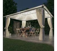 Arder con tenda e luci LED 4x3 m alluminio color crema per esterni, tetto, tenda, mobili da esterno, forniture per la casa, decorazione Cream