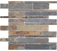 Ardesia Parete di Pietra Naturale Mosaico Antracite Ruggine - 10 Mosaikplatten