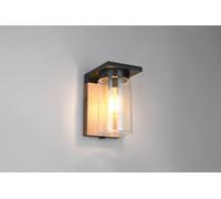 ARDILA APPLIQUE DA ESTERNO ALLUMINIO NERO CON EFFETTO LEGNO E VETRO TRASPARENTE CON INTERRUTTORE E SENSORE CREPUSCOLARE IP44 H.19CM 1 LUCE ATTACCO E27