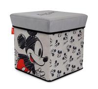 ARDITEX - Cubo pieghevole per bambini Topolino con coperchio imbottito e funzione seduta - Licenza Ufficiale Disney - 30x30x30 cm - Contenitore in tessuto resistente nei toni del grigio