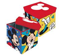 Arditex Pouf seduta e contenitore Cubo pieghevole Topolino e Pluto 30x30x30 cm coperchio imbottito