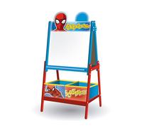 ARDITEX - Lavagna per bambini di Marvel Spiderman con doppia superficie per gessetti e pennarelli e 2 contenitori in tessuto per riporre oggetti - 54x45x117cm - Contenitori da 24x30x15cm - blu e rosso