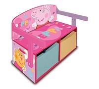 ARDITEX - Panchina scrittoio per bambini in legno convertibile in scrivania con vano portaoggetti inferiore di Peppa Pig - 60x47x56cm - Colore rosa e azzurro - Ideale per la cameretta dei bambini