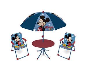 ARDITEX per Mickey Mouse Set 4 Pezzi da Campeggio,Giardino,Terrazza, Ombrellone Tavolo e Sedie