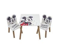 ARDITEX - Set Tavolo e 2 Sedie in Legno per Bambini Licenza Ufficiale Topolino - Tavolo 50x50x44 cm/Sedia 26,5x26,5x50 cm - Blu Chiaro - Ideale per giocare, disegnare e fare lavoretti
