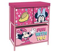 ARDITEX - Scaffale per bambini con 3 contenitori in tessuto di Disney Minnie Mouse - Struttura in metallo e contenitori in poliestere - 53x30x60 cm - Rosa