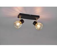 ARDON BARRA 2 FARETTI METALLO NERO CON GABBIA ORO L.29,5CM 2 LUCI ATTACCO E14