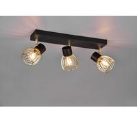 ARDON BARRA 3 FARETTI METALLO NERO CON GABBIA ORO L.43CM 3 LUCI ATTACCO E14