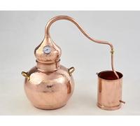 Ardosia Alambicco in Rame con Termometro, 3L 5L 10L 15L 20L 25L, Distillatore Artigianale per Grappa, Distillati, Oli Essenziali e Idrolati, Griglia Separatrice Opzionale (Senza griglia, 5L)