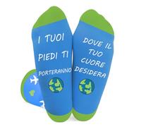 Ardusnpe Regali per Viaggiatori Calzini Regali Festa Della Mamma Papà Festa Del Papà Compleanno Laurea Regali Pasqua Calendario Avvento Pensione San Valentino per Chi Ama Viaggiare