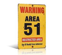 Area 51 Aged Warning Safety Sign Vintage Look Metal Plaque, shed garage man cave