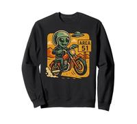 Area 51 Alien Biker UFO Deserto Retro Sci Fi Cartoon Felpa