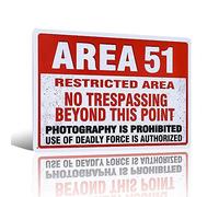 Area 51 - Cartello da parete "Warning NO TRESPASSING Deadly Force", 9" x 12"
