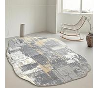 Area a forma irregolare Tappeti Macchina moderna Lavabile Soggiorno Camera da letto Sala da pranzo Tappeti Facile pulizia Antiscivolo(Grigio,100x160cm)