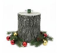 Area illumina Base Tronco per Albero di Natale, Grigio Effetto Legno, 34x26x30 cm, Supporto Universale per Alberi Artificiali e Naturali, Design Rustico con Finitura Realistica