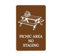 Area picnic No Staging Warning, cartello di sicurezza in metallo per esterni, interni, strada, cortile, garage, casa, ufficio, parete stradale, decorazione di attenzione, 20,3 x 30,5 cm
