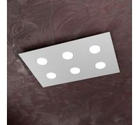 TOPLIGHT PLAFONIERA LED 6 LUCI IN METALLO GRIGIO MODERNA FORMA RETTANGOLARE L 60 CM