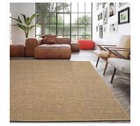 Area Rugs - Tappeto moderno per camera da letto, decorazione per balcone, con bordo in tinta unita, beige, fatto a mano, in iuta naturale, in fibra naturale